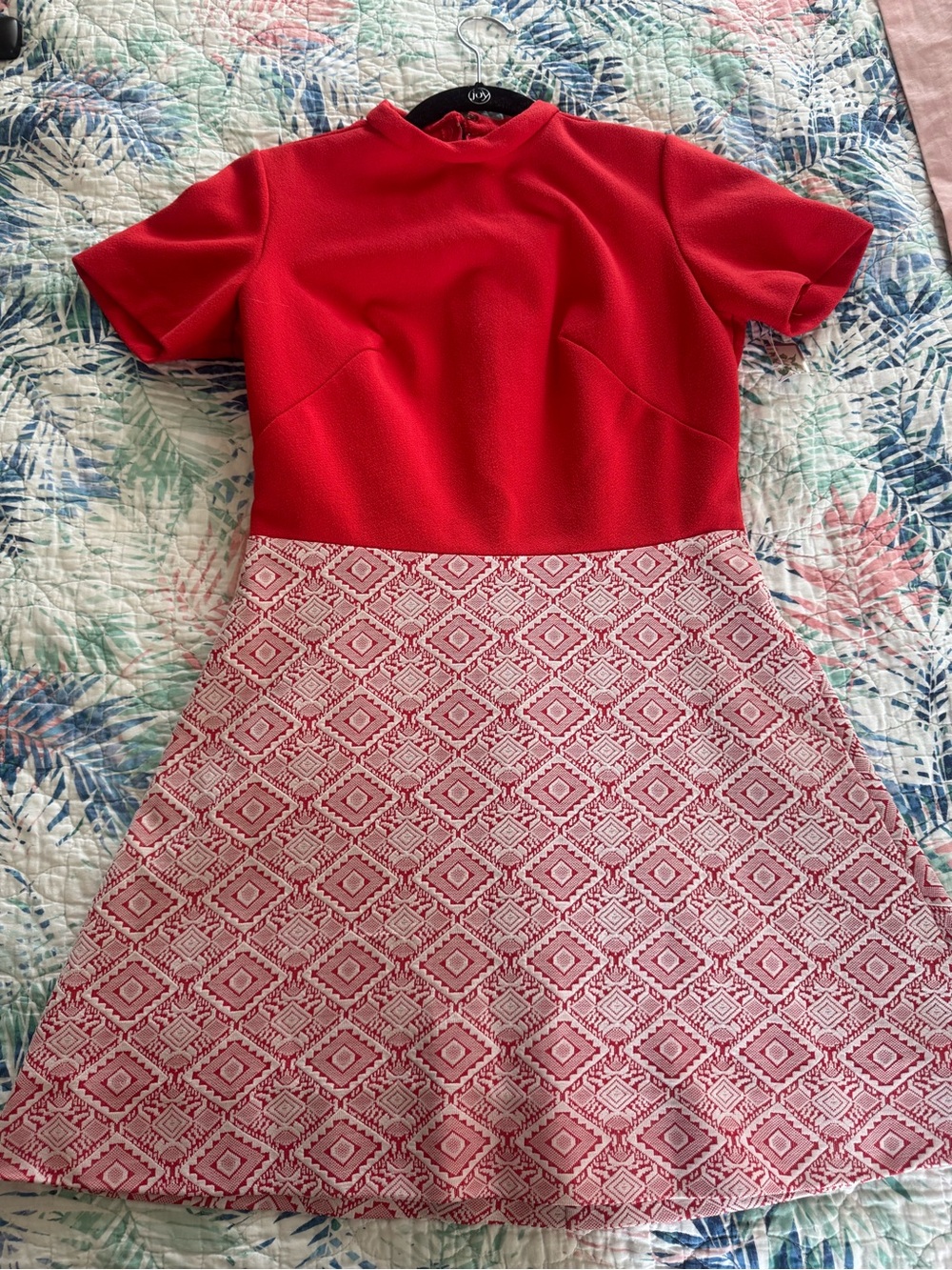 Vintage 60s 70s Red Mod Geometric A-Line Dress